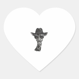 Sticker Cœur Lunettes de soleil girafe