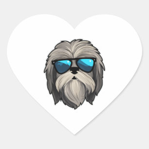 Sticker Cœur Lunettes sobres Lhasa Apso Classic T-shirt