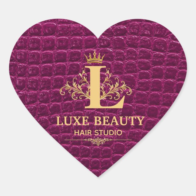 Sticker Cœur Luxury Crocodile Leather Monogram Gold Initial  (Devant)