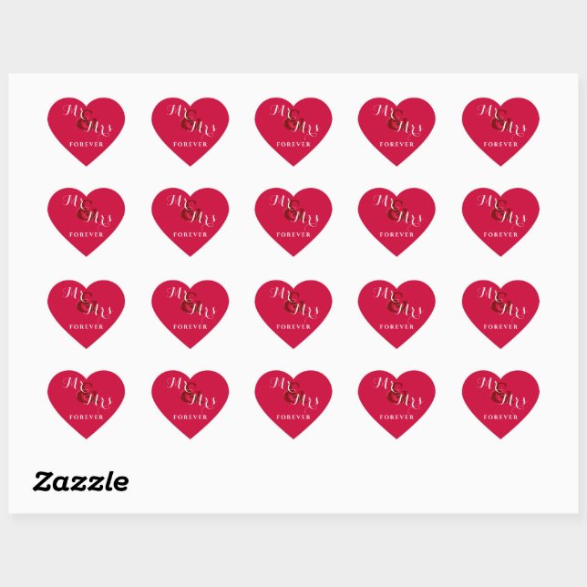 Sticker Cœur M. et Mme Forever Romantic (Feuille)