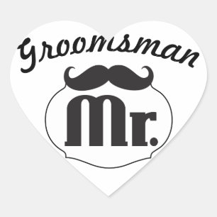 Sticker Cœur M. Hipster Funny Mustache Groomsman