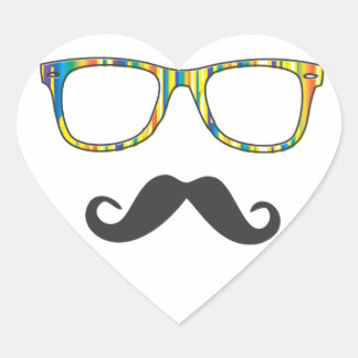 Sticker Cœur M. Mustache Hipster