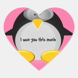 Sticker Cœur M. Penguin - Je vous surprends tellement