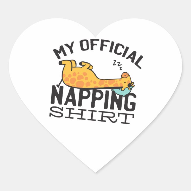 Sticker Cœur Ma chemise de sieste officielle - Giraffe endormie (Devant)