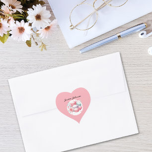 Sticker Cœur Macarons mignons rose et blanc Personnalisé
