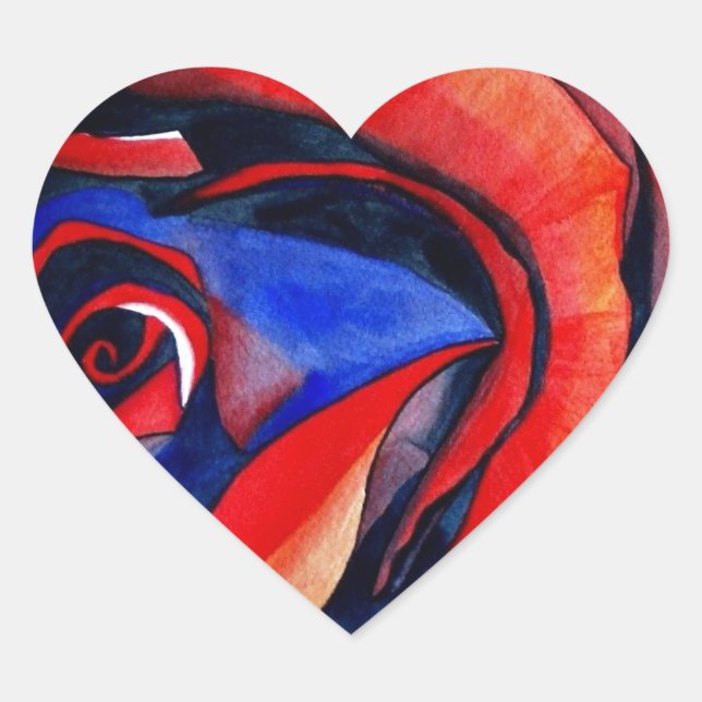 Sticker Cœur Macro rouge rose abstraite peinture d'art (Devant)