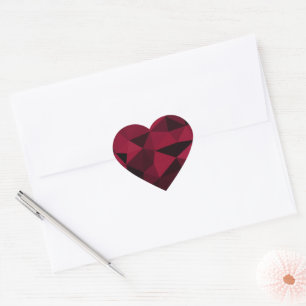 Sticker Cœur Magenta rose rouge foncé noir motif de maille géom