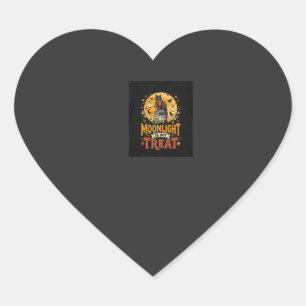 Sticker Cœur Magie de la Lune de Chat Noir Halloween