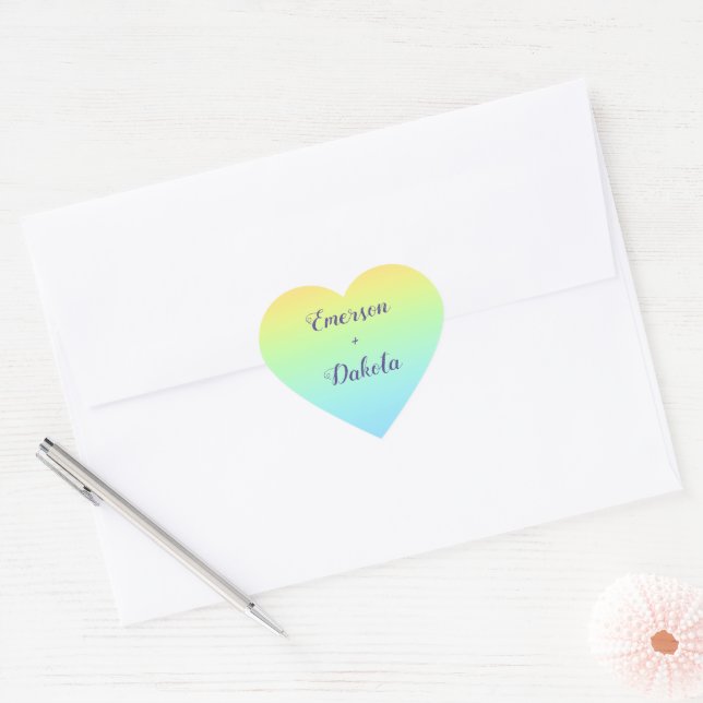 Sticker Cœur Magnificent Pastel Rainbow Wedding (Enveloppe)