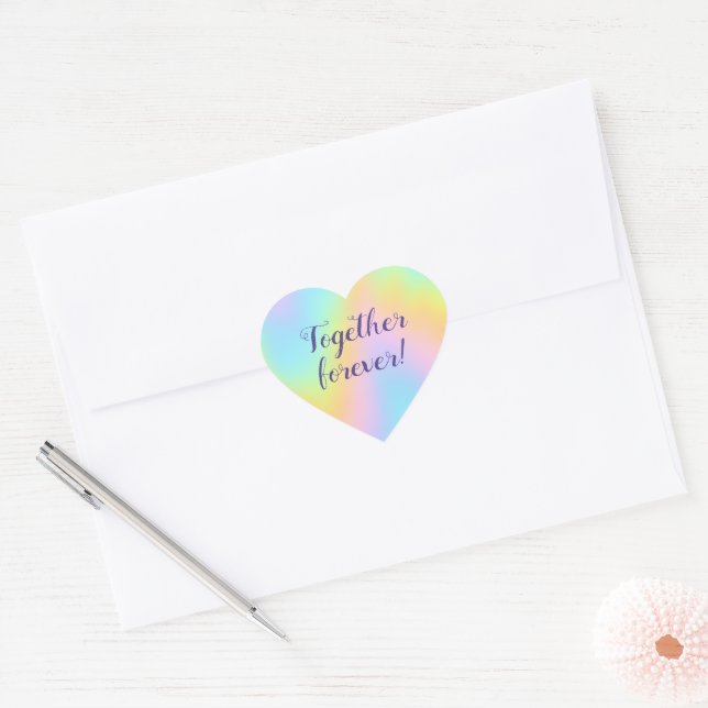 Sticker Cœur Magnificent Pastel Rainbow Wedding (Enveloppe)