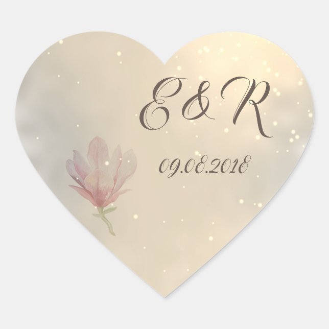 Sticker Cœur Magnolia Chic Élégant de Mariage (Devant)