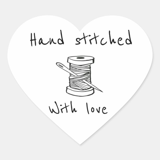 Sticker Cœur Main cousue avec amour (Devant)