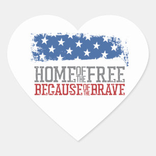 Sticker Cœur Maison des libres grâce aux braves Drapeau USA hea