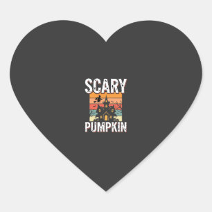 Sticker Cœur Maison Hantée Citrouille Effrayante Design Hallowe