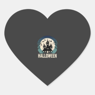 Sticker Cœur Maison Hantée de la Lune Vector Halloween