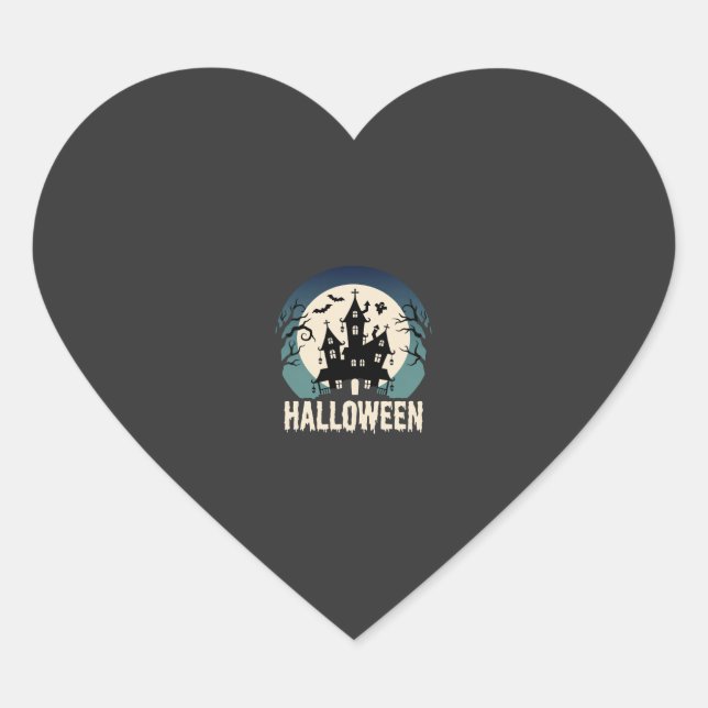 Sticker Cœur Maison Hantée de la Lune Vector Halloween (Devant)