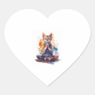 Sticker Cœur Maître de Yoga Félin