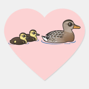 Sticker Cœur Mallard et deux canards
