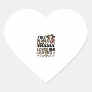 Sticker Cœur Mama Aime Son Troupeau Vintage Cow Mom Design De T