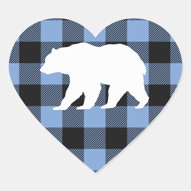Sticker Cœur Mama Bear Baby shower Woodland Lodge Boy Blue (Devant)