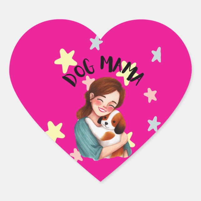 Sticker Cœur Maman chien mignon  (Devant)