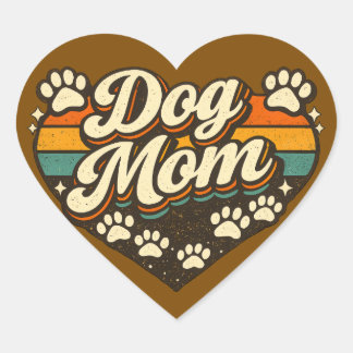 Sticker Cœur Maman Chien Rétro