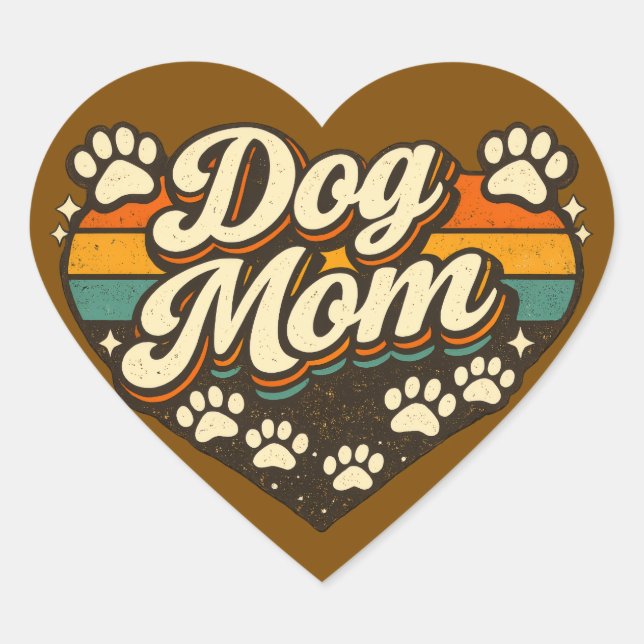 Sticker Cœur Maman Chien Rétro (Devant)