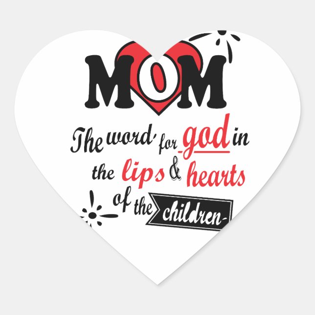Sticker Cœur Maman : La parole pour Dieu dans les lèvres et les (Devant)