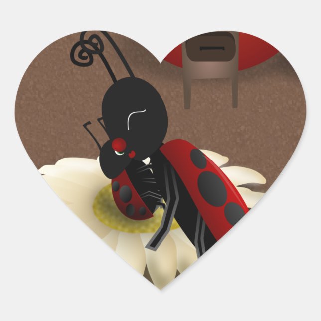 Sticker Cœur Maman Ladybug embrasse son bébé (Devant)