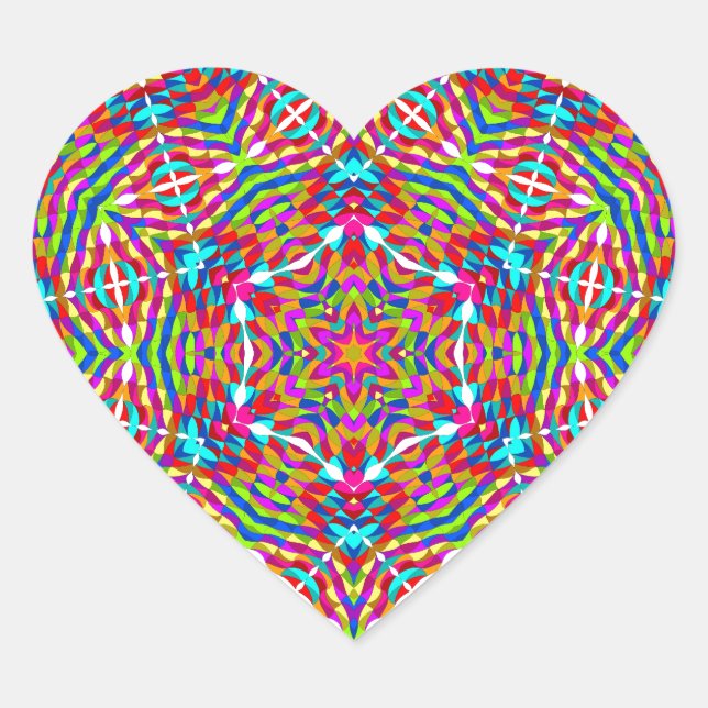 Sticker Cœur Mandala bariolé embrouillé (Devant)
