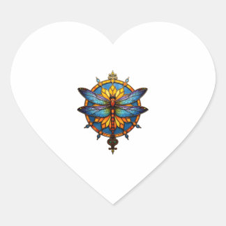 Sticker Cœur Mandala Dragonfly Luminous Sacred Geometry Spiritu