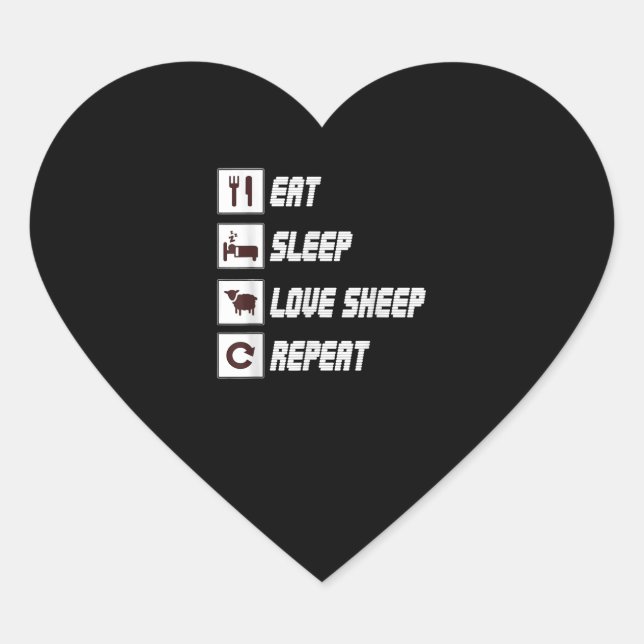 Sticker Cœur Mange sommeil amour mouton répéter | Don de devis  (Devant)
