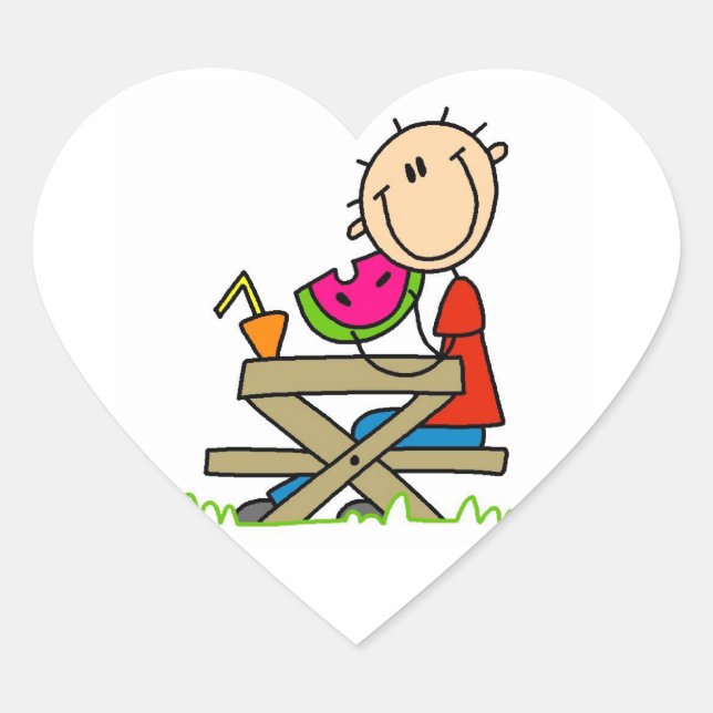 Sticker Cœur Manger de la pastèque (Devant)