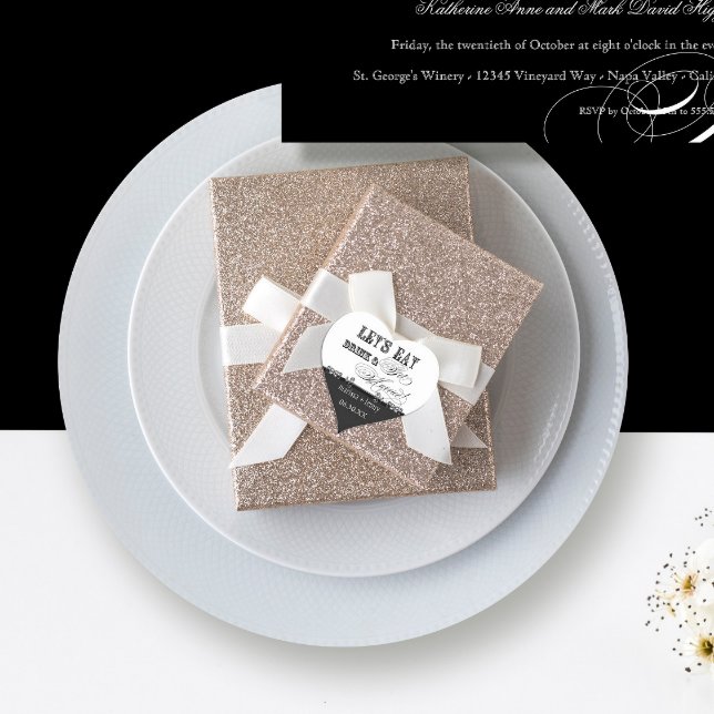 Sticker Cœur Mangez, Buvez n Mariez Noir Blanc Typographie (Créateur téléchargé)