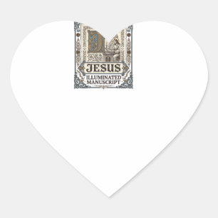 Sticker Cœur Manuscrit de Jésus Foi chrétienne vintage Jésus