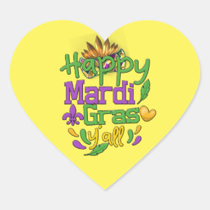 Sticker Cœur Mardi Gras 2022 - Happy Mardi Gras Y'   allThrow 