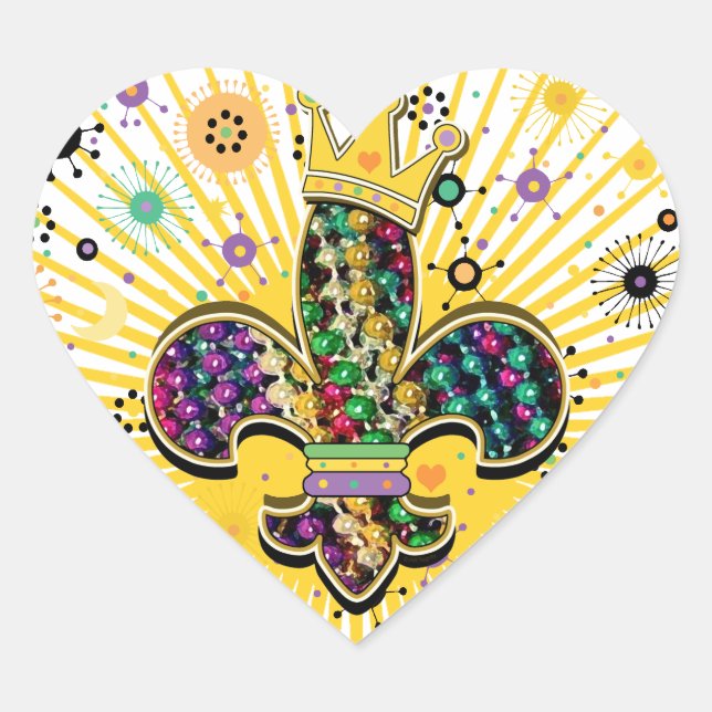 Sticker Cœur Mardi Gras Fleur Célébrez les cadeaux (Devant)