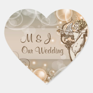 Sticker Cœur Mariage à crème au chocolat à l'avocat pâle