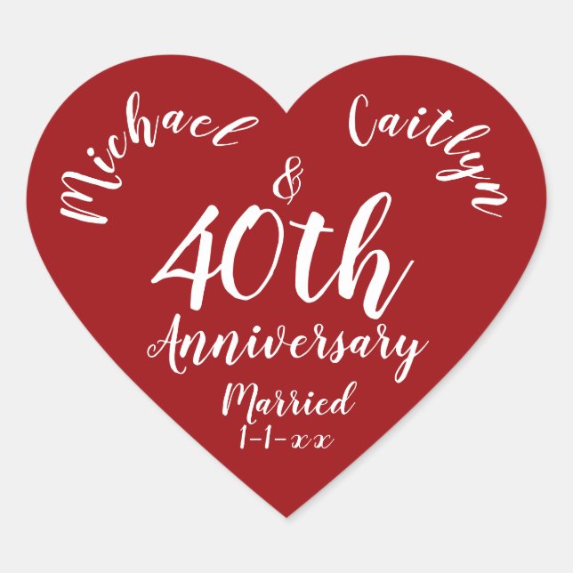 Sticker Cœur Mariage Anniversaire fête Date personnalisée Coeur (Devant)