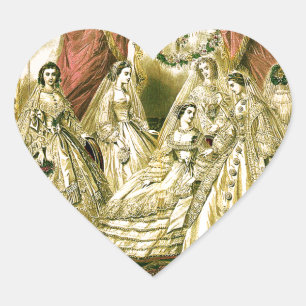 Sticker Cœur Mariage Antique de la Mariée