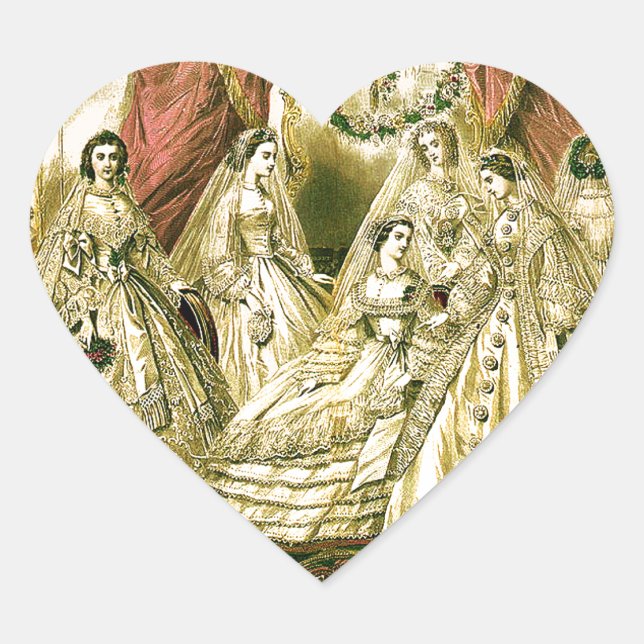 Sticker Cœur Mariage Antique de la Mariée (Devant)
