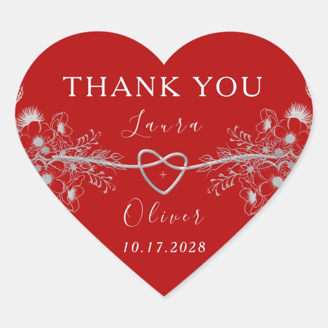 Sticker Cœur Mariage au cœur rouge (Devant)