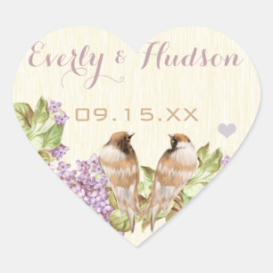 Sticker Cœur Mariage au lilas pourpre