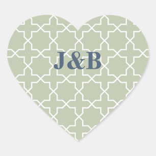 Sticker Cœur Mariage bleu avec Motif en lattes