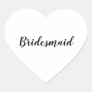 Sticker Cœur Mariage Bridesmaid Simple moderne noir blanc