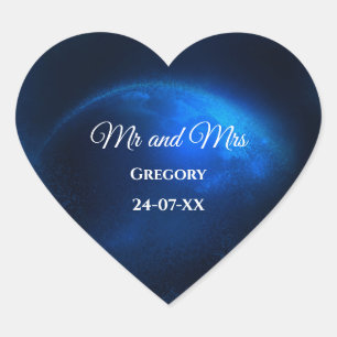 Sticker Cœur Mariage céleste Full Blue Moon & Stars Midnight