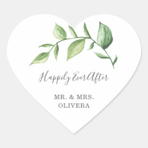 Sticker Cœur Mariage Champêtre Favori avec une touche de verdur