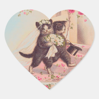 Sticker Cœur Mariage Chats Mariée et Amour de la chambre