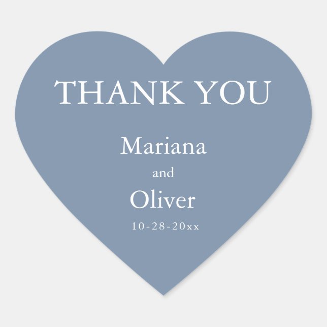 Sticker Cœur Mariage classique Dusty Blue (Devant)