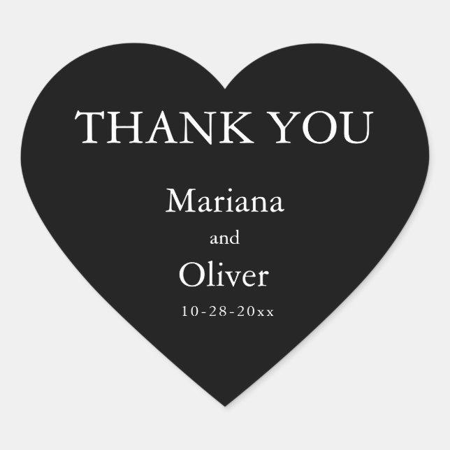 Sticker Cœur Mariage Classique Noir et Blanc (Devant)